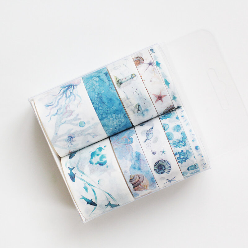 10 rolos de fita de papel adesivo de decoração, conjunto de papelaria para álbum de recortes