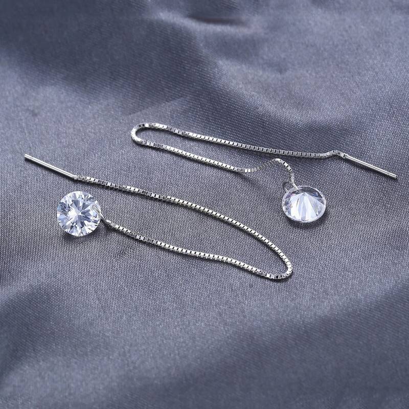JewelryPalace 925 Sterling Silber Ohrringe Zirkonia Simuliert Diamant Lange Tropfen Baumeln Gewinde Ohrringe für Frauen Mädchen 2020