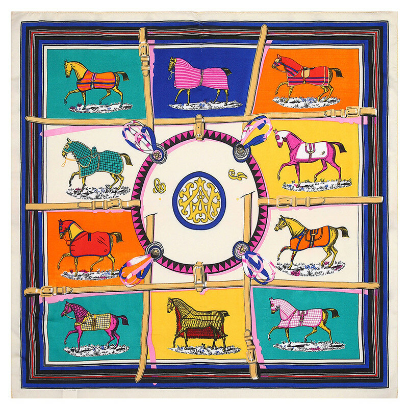Bufanda de seda de caballo de celosía clásica para mujer, pañuelos cuadrados de moda, diadema, banda para el cuello, pañuelo profesional, 53cm, 2023