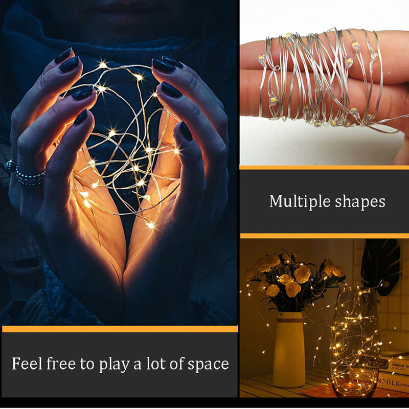 RGBLED String Copper Wire led string lights waterproof strip lamp 1m/3m/5m bulbs outdoor for Christmas Wedding Home Party