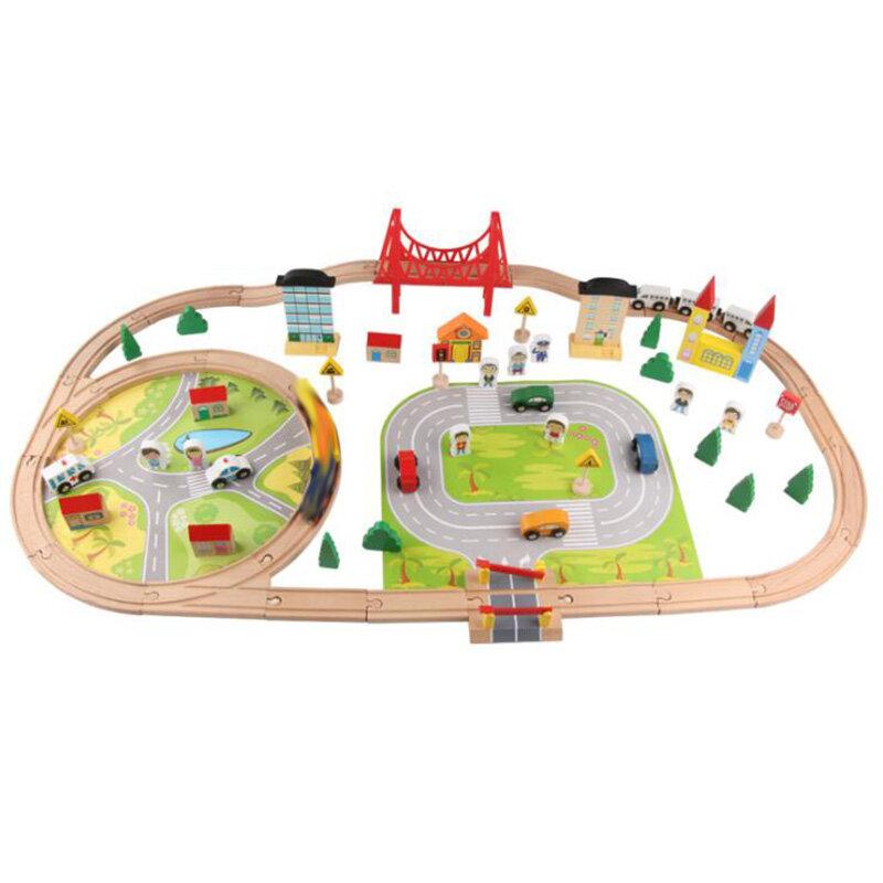 لعبة سكة حديدية خشبية ملحقات عالمية تنافسية لجميع العلامات التجارية توماس مسار السكك الحديدية التعليمية قطار سيارات لعب للأطفال