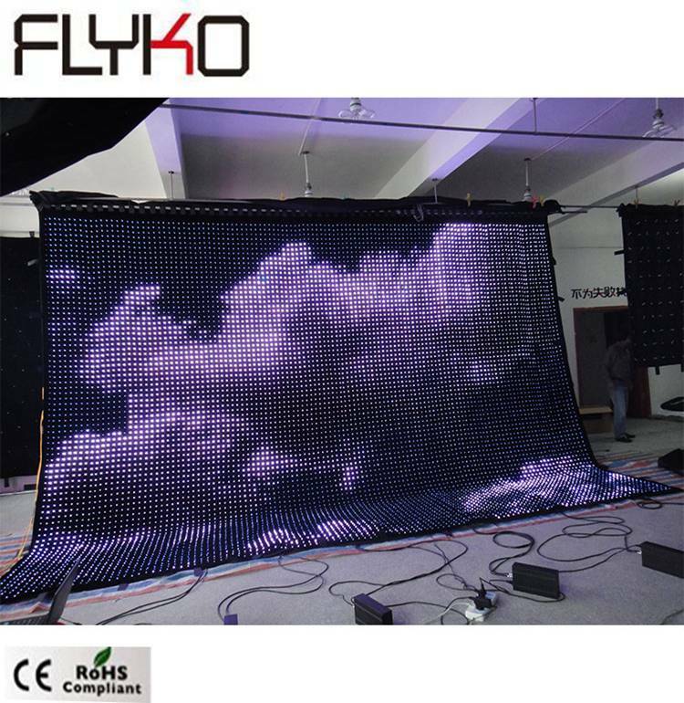 P5cm 4 m x 6 m alta definição flexível display led cortina de vídeo decoração da parede