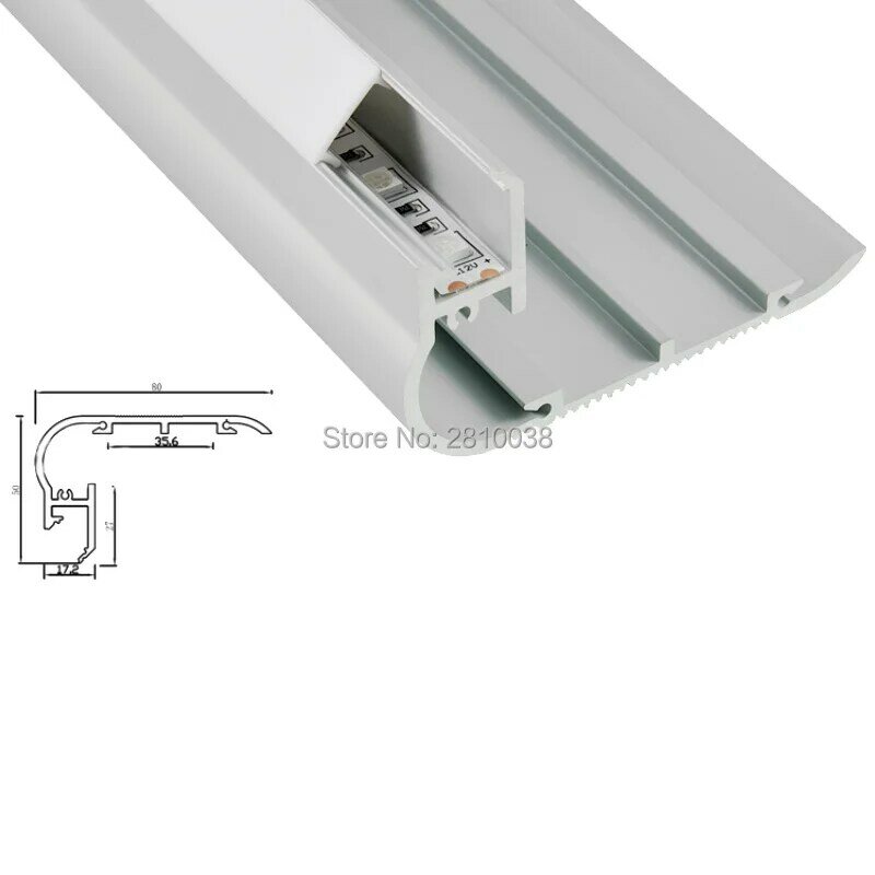 30X2 M Set/Lot Tangga Profil LED dan 80X50 Ukuran Aluminium LED Ekstrusi Saluran untuk tangga Lampu