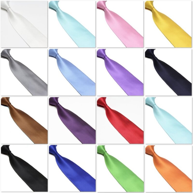 HOOYI-cravate à carreaux pour hommes | Cravate à cou, solide, haute qualité, 15 couleurs, 2019