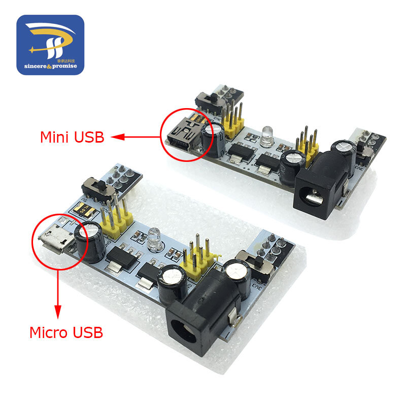 MB102 Mini Micro USB интерфейс макетная плата модуль питания MB-102 модуль для Arduino DIY Kit Белый DC 7-12 В 2-канальная плата