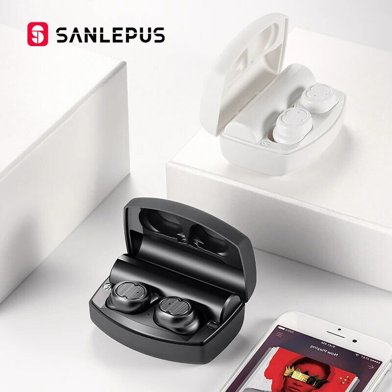 SANLEPUS Bluetooth 이어폰 True Wireless 이어 버드 TWS 5.0 스포츠 이어폰 스테레오베이스 헤드셋 소음 제거