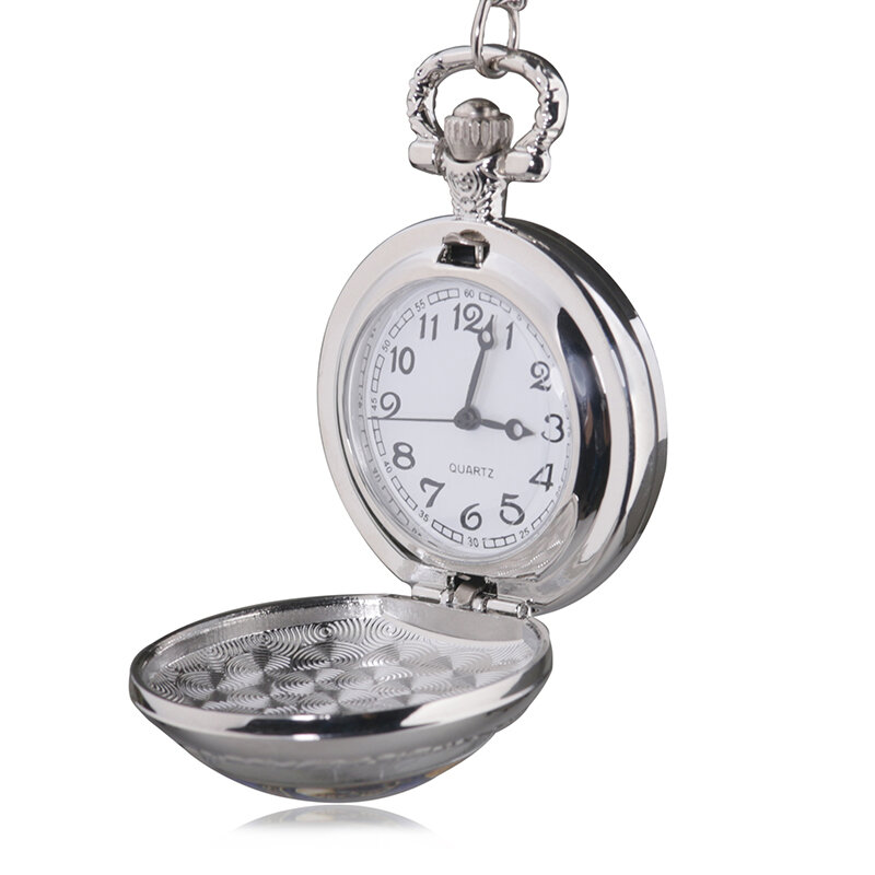 Relógio de bolso com pingente e colar, relógio de quartzo unissex