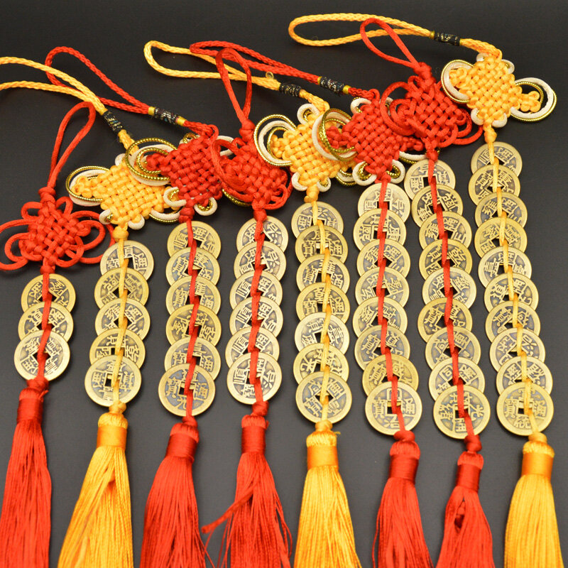 Fengshui nudo manual chino, amuletos de la suerte, monedas de cobre antiguas, mascota, protección de la prosperidad, buena fortuna, decoración del hogar y del coche