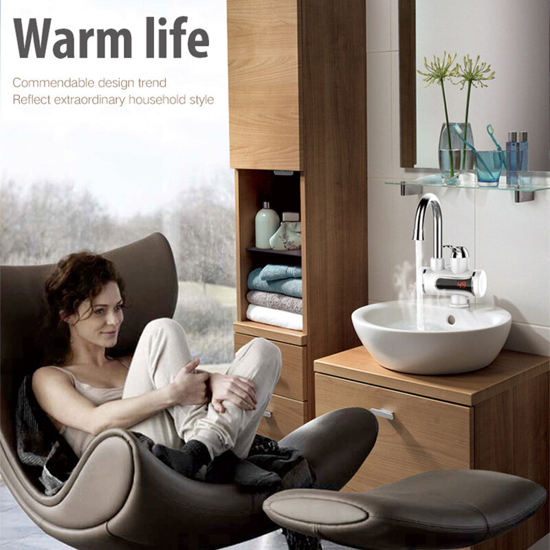 Электрический кухонный водонагреватель Ecofresh, мгновенный нагреватель для смесителя с горячей водой, нагреватель с холодным нагревом, проточный водонагреватель без резервуара