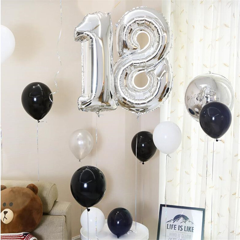Balão metalizado de ouro, prata, azul, rosa, 32/40 polegadas, para meninos e meninas, decoração de festa de aniversário, 18 ° aniversário