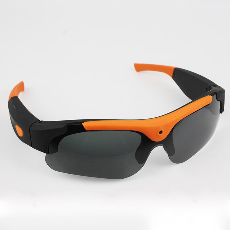 Óculos inteligentes com slot para cartão SD, câmera HD 1080P, óculos de sol polarizados preto e laranja, óculos de câmera de vídeo