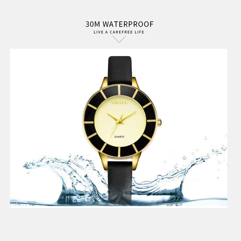 Smael quartzo relógios de pulso para o sexo feminino ouro rosa senhoras relógio esporte à prova dwaterproof água casual couro 1909 relógios femininos marca luxo
