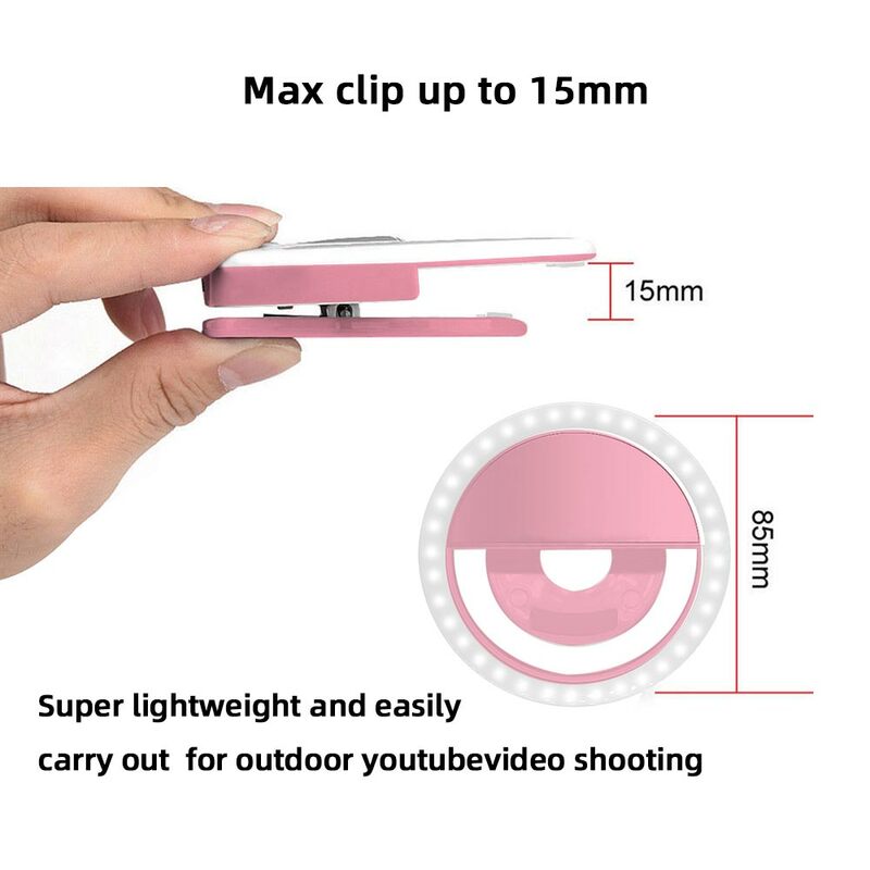 2019 New Portable Selfie LED Flash Ring Light USB Charge Luminous Photography Ring Lights Enhancing Photography for Smartphone