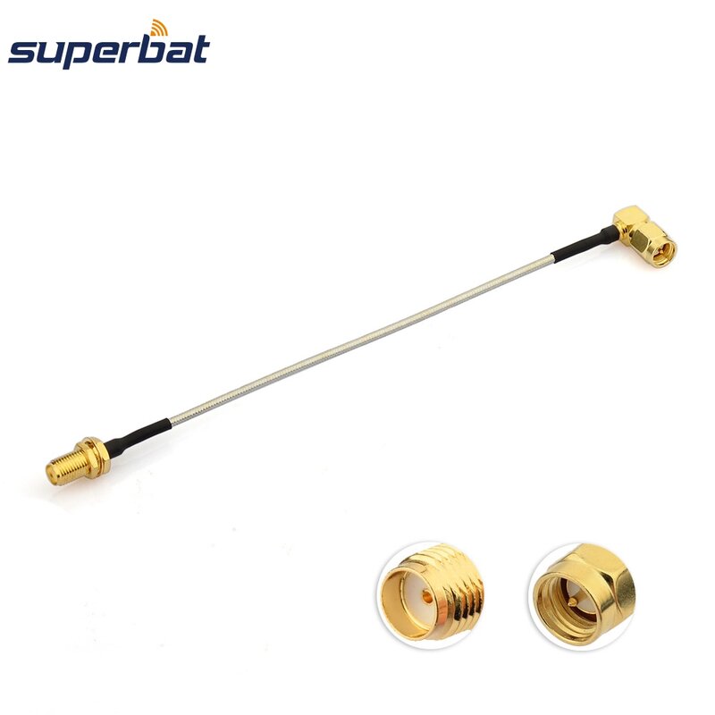 Superbat – connecteur de cloison femelle vers SMA mâle, câble d'extension RF Pigtail RG405 à Angle droit de 10cm pour Radios Wi-Fi