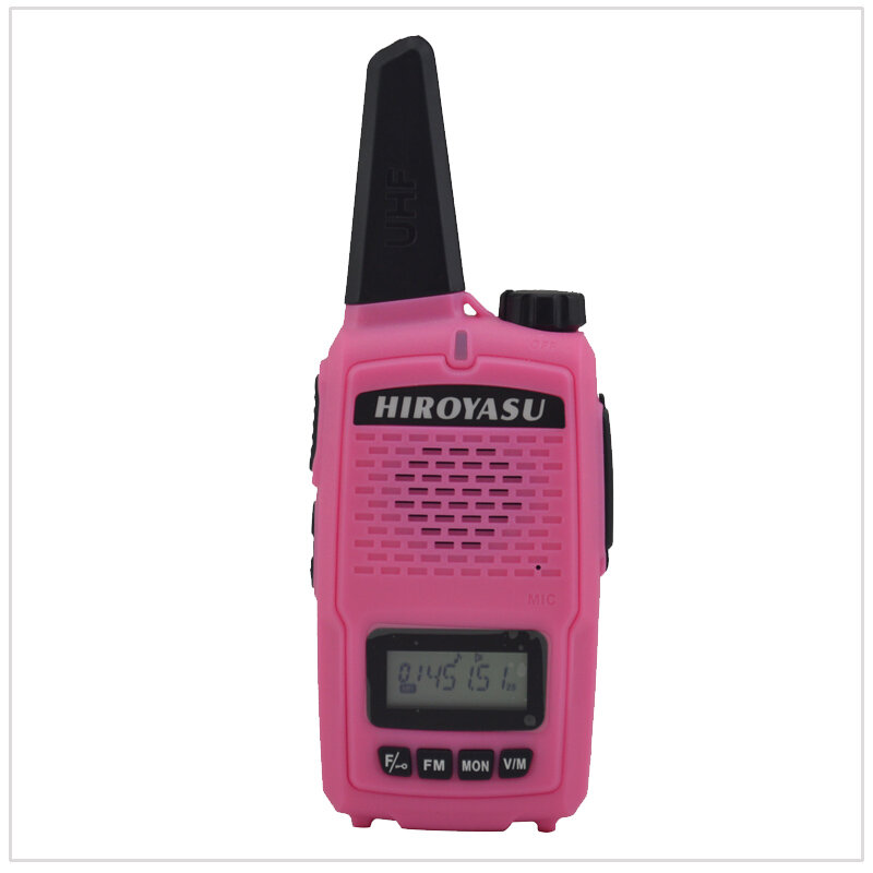 Mini walkie talkie hiroyasu q1626 uhf 400-470mhz 16 canais portátil rádio de dois sentidos (cor rosa)