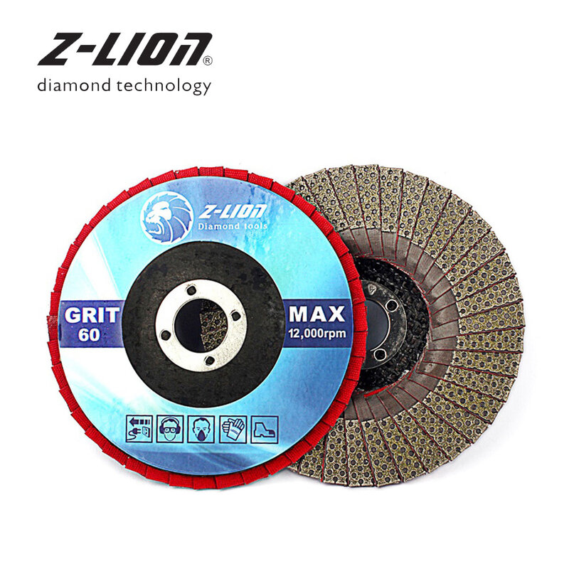 Z-LEAP 4" Diamond Polishing Grinding Wheel Flap Disc 100mm 1 Piece Angle Grinder Sanding Disc Stone Metal Plastic Abrasive Tool