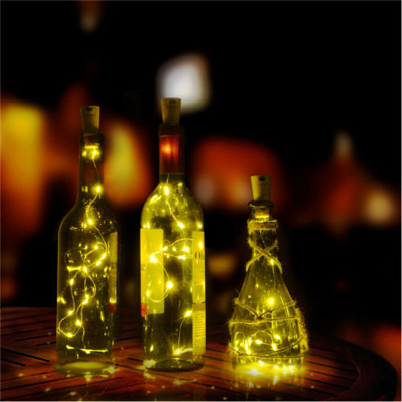 أضواء سلسلة LED بسلك نحاسي ، سدادة زجاجة للحرف الزجاجية ، إكليل خرافي ، زفاف ، عيد الميلاد ، العام الجديد ، ديكورات الأعياد ، 6 ، من الأسلاك النحاسية