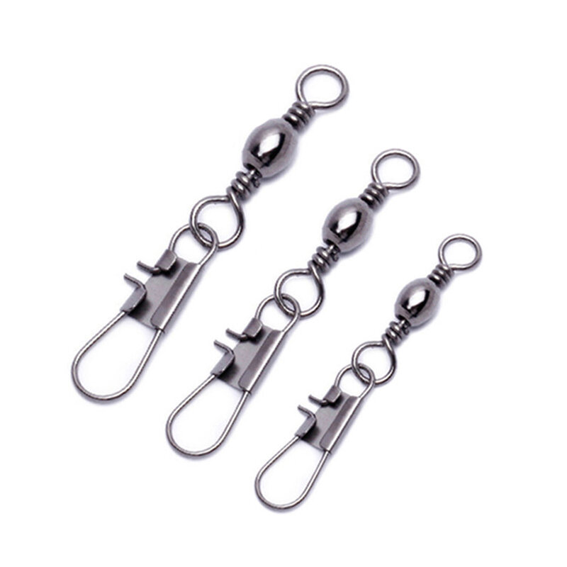 50pcs 14# To 3/0# Swivels Interlock Snap Fishing Lure Tackles Gear Accessories Connector Swivels Pin Bearing Rolling Solid Tool