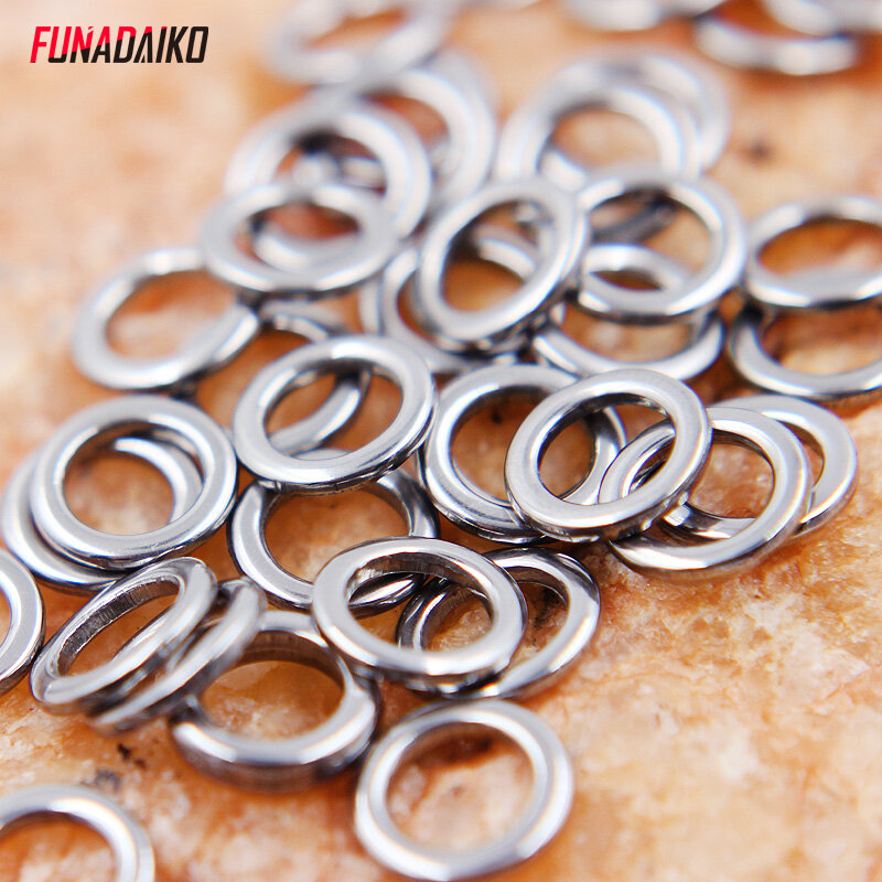 FUNADAIKO-anillo sólido de pesca de acero inoxidable, anillo redondo plano, señuelo de nudo giratorio, accesorios de pesca