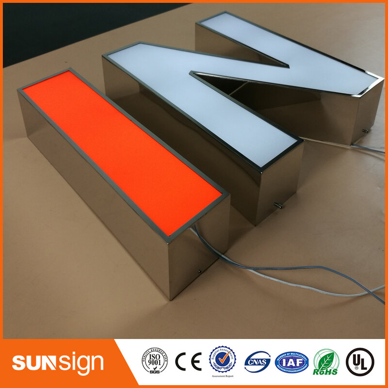 Stainless steel channel letter sign making outdoor illuminated signs