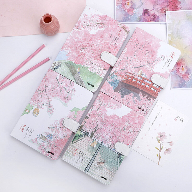鮮度スケッチブック美しい桜さくら磁気バックル日記ノートブック