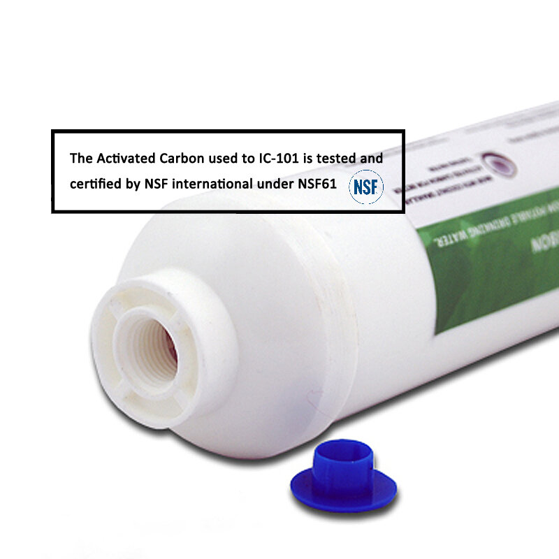 Coronwater-Filtro de agua de carbón activado IC-101, post-filtro en línea RO GAC, cáscara de coco
