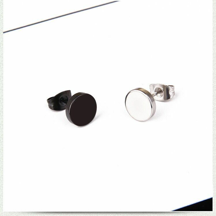 도매 보석-티타늄 스틸 부드러운 라운드 스터드 귀걸이 남성 여성 쥬얼리 블랙/화이트