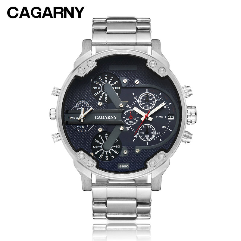 Fashion Casual Watch Men Waterproof Two Times Quartz Mens Watches Luxury Brand Cagarny relojes hombre 2019 relogio masculino New