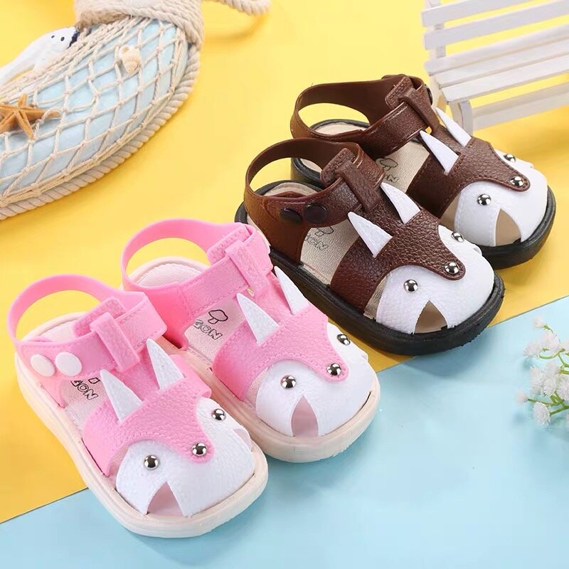 Sapatos de princesa da moda para crianças, sapatos de dedo aberto para meninas e crianças, versão coreana do verão
