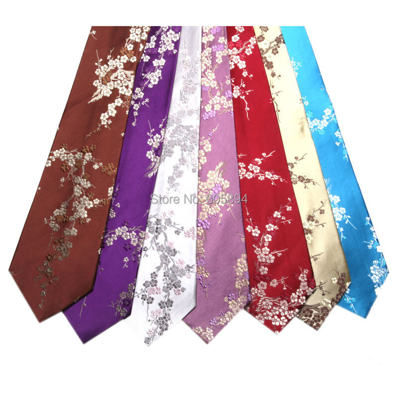 Gravatas jacquard luxuosas estilosas de flores, 4 unidades, estilo chinês, seda natural genuína brocado, padrão de negócios, gravatas de lazer