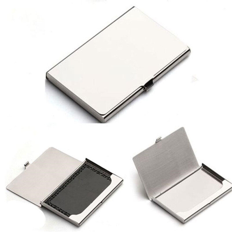 New Useful business card holder Business Name Credit ID Card Holder Box Pocket Metal Stainless Steel Office Box Case holder