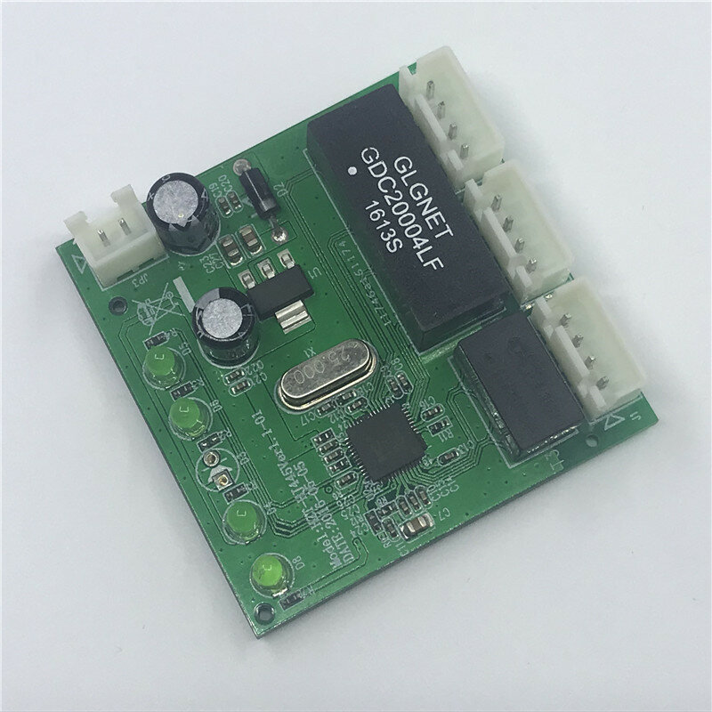 OME Modul Sakelar 3 Port PCBA 4 Pin Header Modul PCBA UTP dengan Tampilan LED Pemosisian Lubang Sekrup Data PC Mini Pabrik OEM