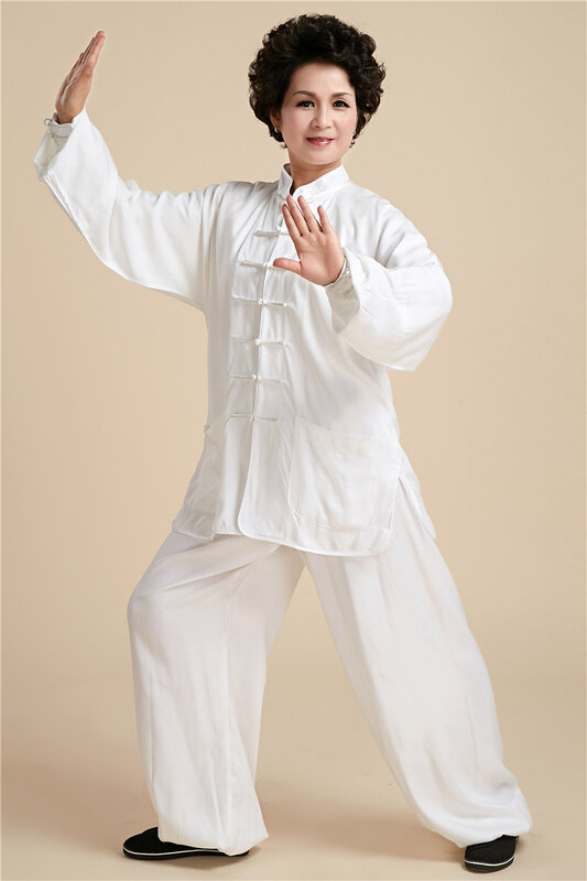 Шанхайская история, национальная китайская женская форма тайчи, костюм кунг-фу из 100% хлопка, воротник-стойка, свободный комплект одежды 5 цветов