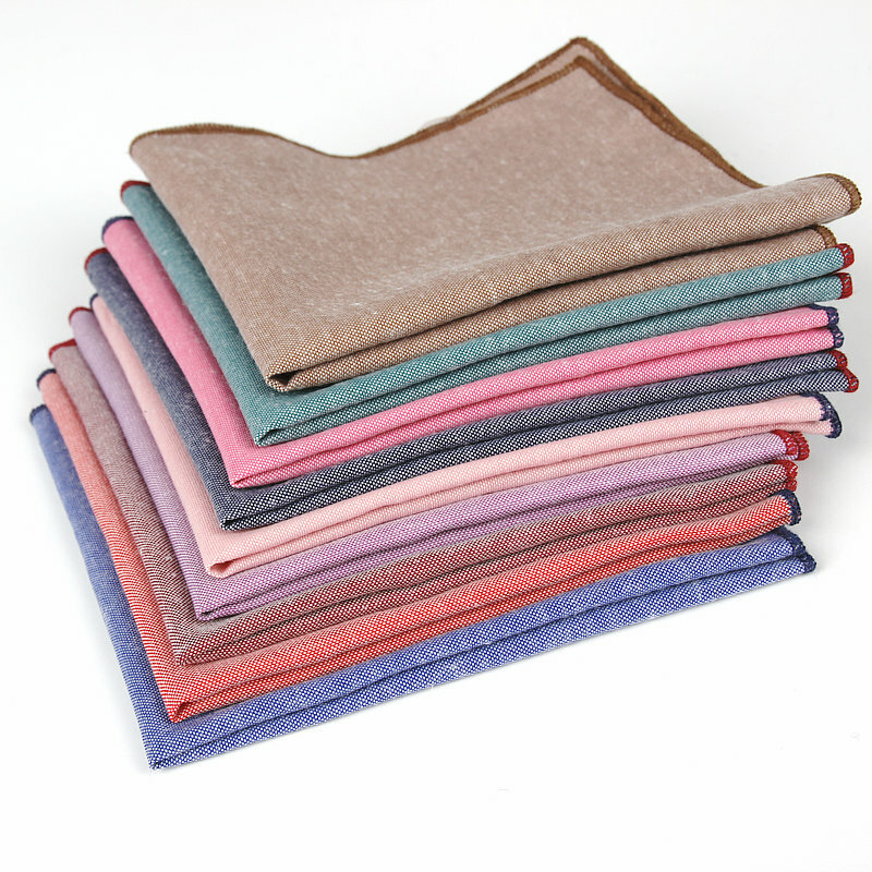 Pañuelos de lino para hombre, pañuelos cuadrados de bolsillo, Color sólido, 23x23cm