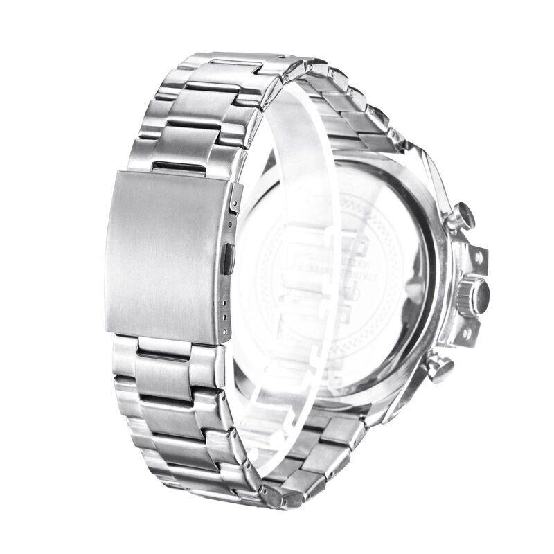 Cagarny marca de luxo dos homens do esporte relógio prata aço completo quartzo relógios homem data relógio militar à prova dwaterproof água relogio masculino