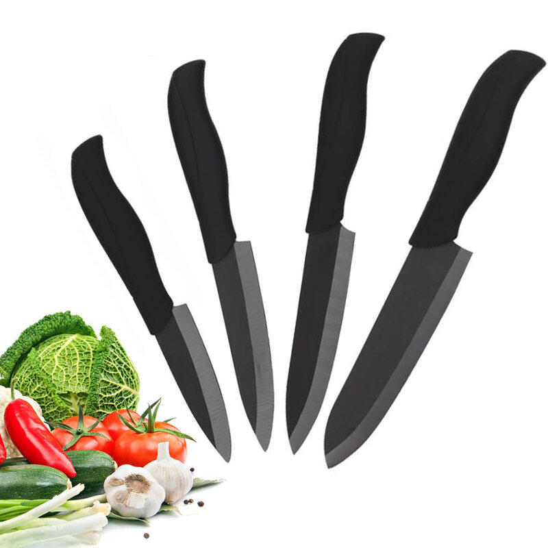 Juego de cuchillos de cerámica para cocina, cuchillos de cocina de 3, 4, 5 y 6 pulgadas de Zirconia negra, cuchillos de cerámica para pelar frutas y verduras, utensilios de cocina