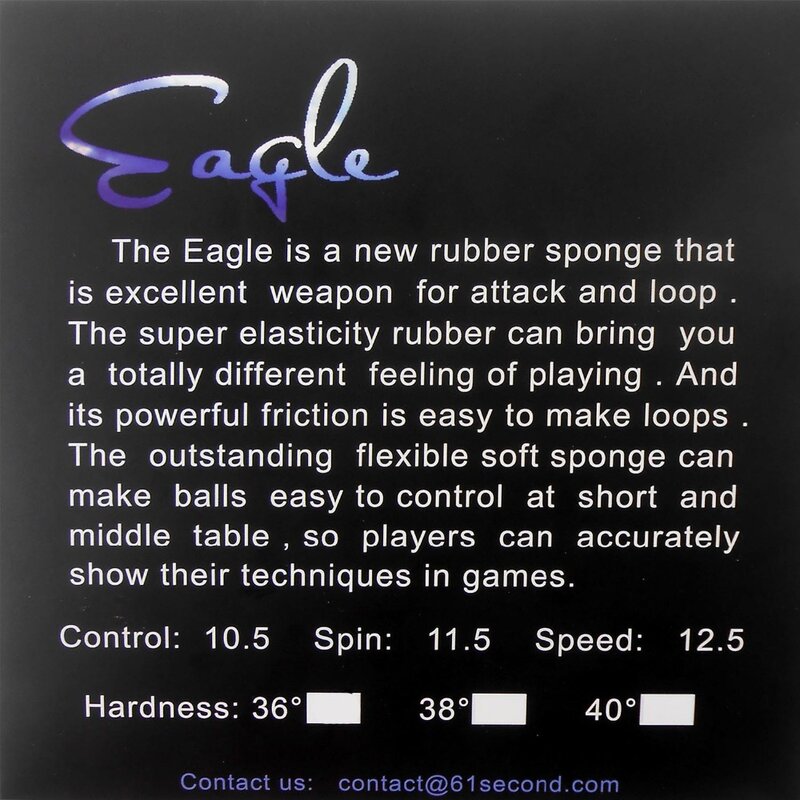 61 Tweede Eagle Pips In Tafeltennis Pingpong Rubber Met Gele Spons