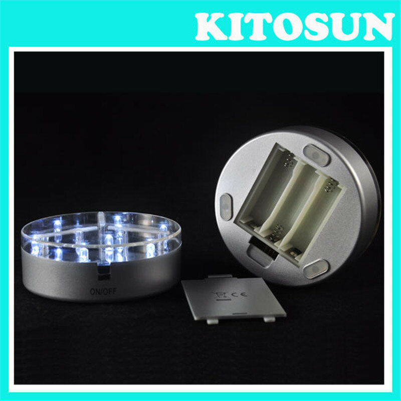 Kitosun Battery Operated 4inch LED Light Base With 9pcs Super Bright White LED Light For Under Vase Lighitng Wedding Party Decor