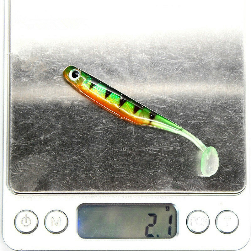 5 조각/소프트 낚시 미끼 70mm 90mm 2g 5g T-꼬리 물고기 낚시 미끼 레인보우 컬러 스팽글 스윙 가을 겨울 얼음 낚시 바