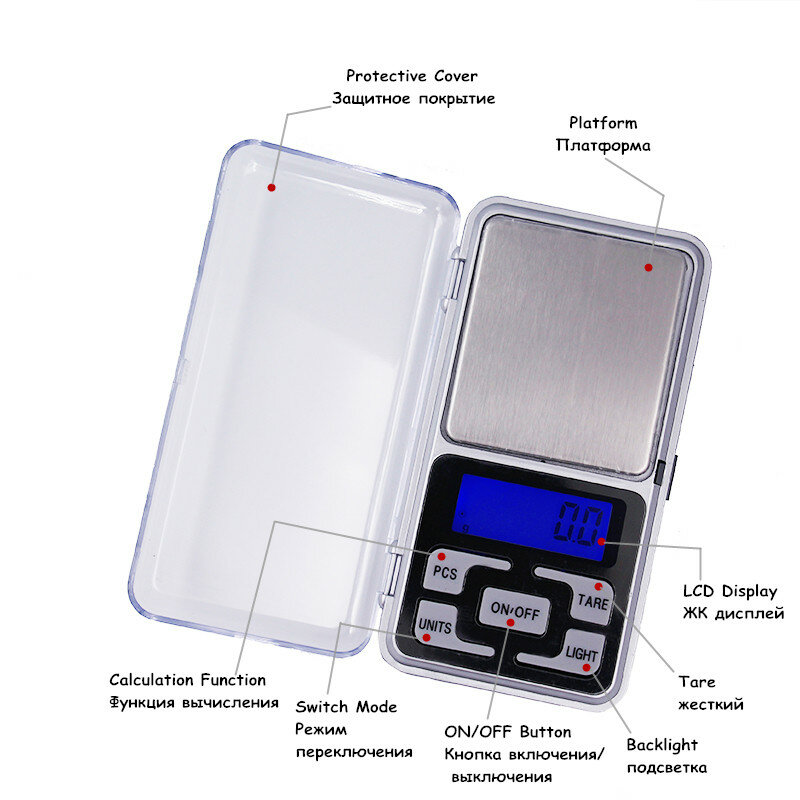 Elettronico Digitale Dei Monili Della Tasca Da Cucina Peso Bilancia 1000g 1 kg 0.1g con la scatola al minuto 20% di SCONTO