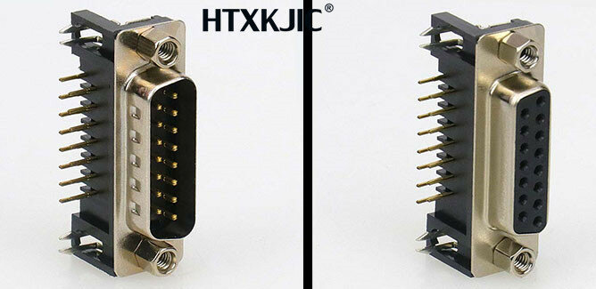 DR15 DB15 D-SUB Hoek Hoekig 15 Pin Vrouwelijke Mannelijke PCB Mount Socket Connector 100 stks