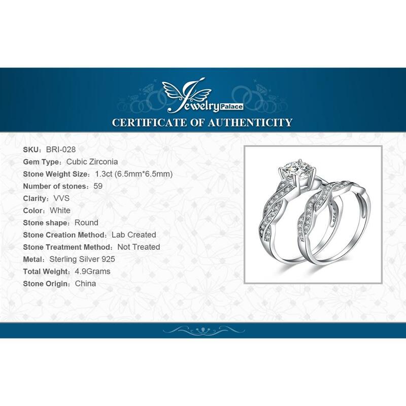 JewelryPalace-Conjunto de anillos de compromiso de 2 piezas para mujer, de Plata de Ley 925, 1,5 CT, AAAAA, CZ, diamante simulado, anillo infinito