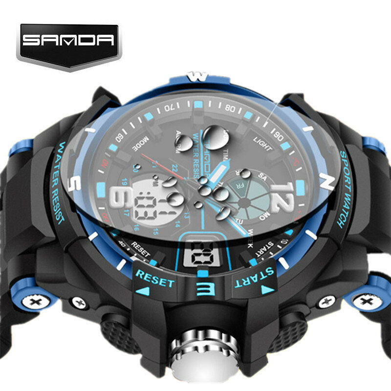 SANDA G Waterproof Alarm Mens Watches Top Brand Luxury S-SHOCK Digital Led Sports Watch Men Clock Wristwatch Relogio Masculino