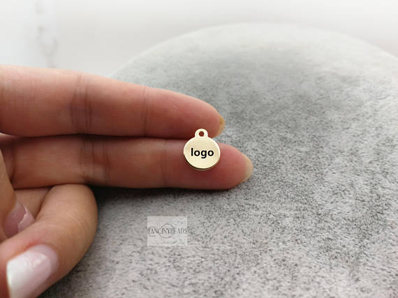 Mylongingcharm-tag gravada a laser, logotipo personalizado, aço inoxidável, encantos, colar, 10mm, 50pcs