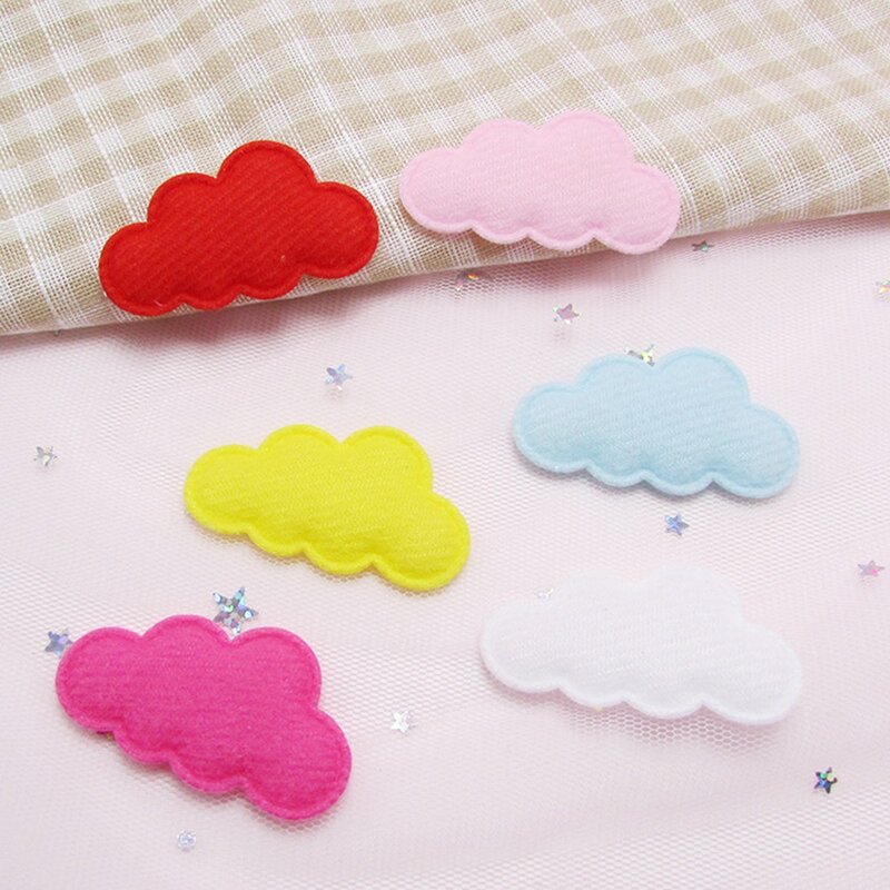 100pcs/lot Plush cloth Cartoon Princess Clouds Padded Appliques Patches for garment shoe DIY Headwere Accessory