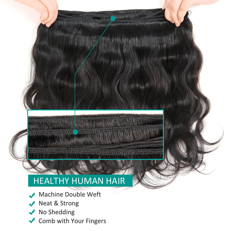 ALLRUN Peruvian Body Wave 3 Bundles With Closure Remy Human Hair Weave Bundles 4x4 Lace Closure With Bundles Free Part Closure