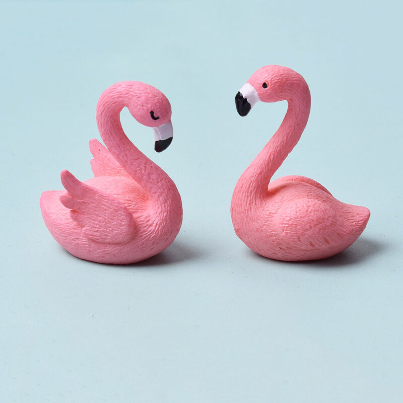 2 шт./компл. 2 см * 3 см микро Фламинго фигурка миниатюрные Животные украшения для DIY Сказочный Сад маленькие растения украшения