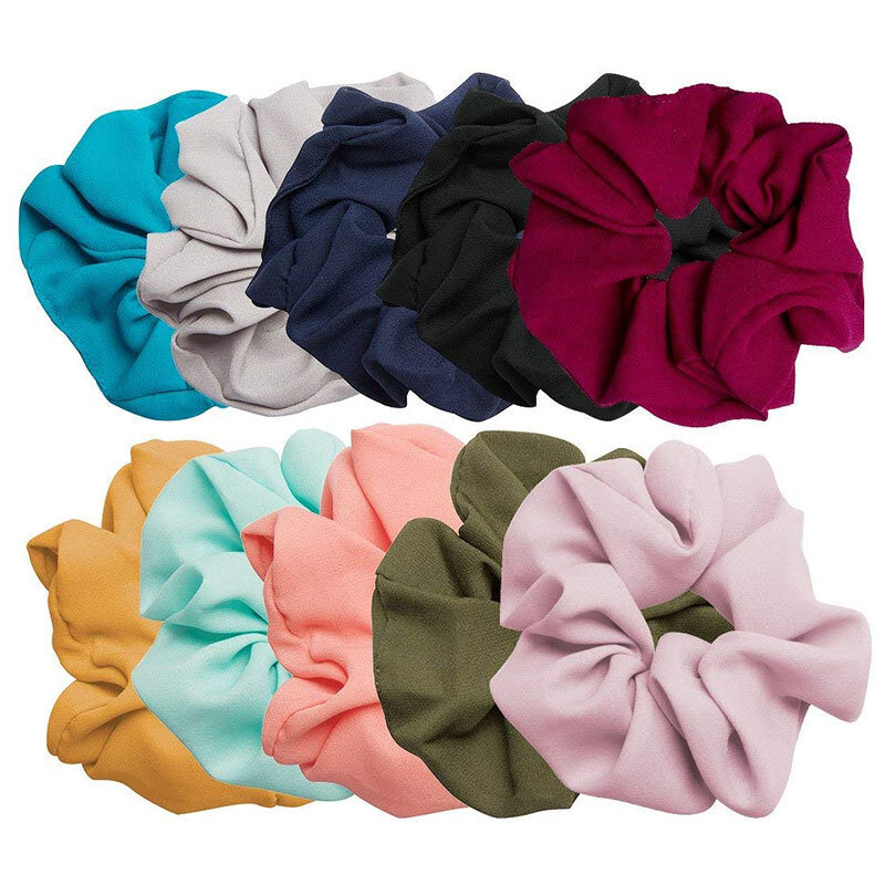 New Fashion chiffon Women Solid Color Elastic Hair Bands  Sweet Simple Colors Sports Dance Scrunchie Girls Hair Accessories