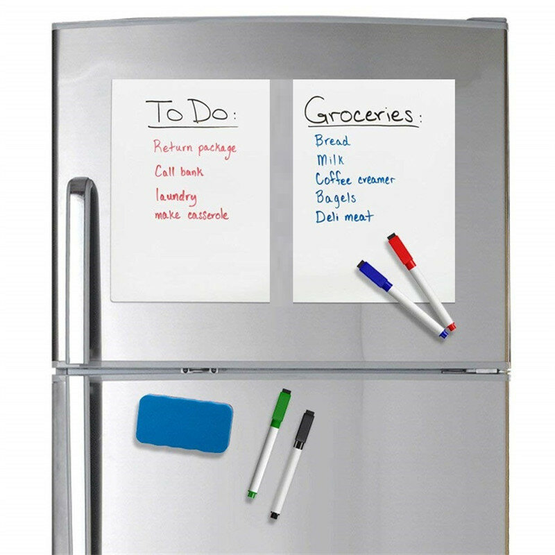 A5ไวท์บอร์ดแม่เหล็กตู้เย็นแม่เหล็กเช็ดแห้งสีขาวกระดานเขียนบันทึกข้อความเตือน Memo Pad เด็กของขวัญห้องครัว