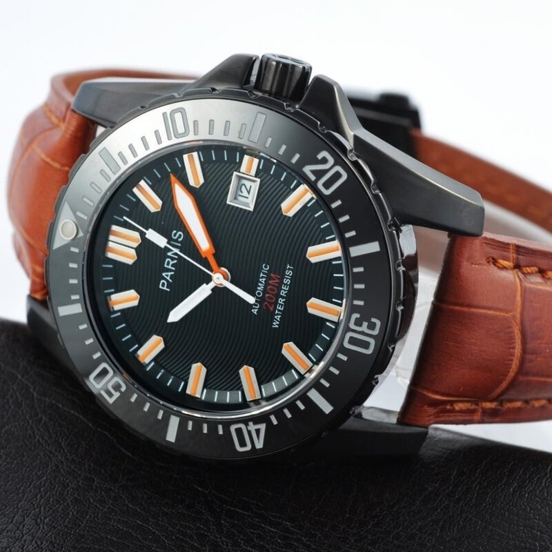 Parnis Automatic Mechanical Diver Men Watch Waterproof 200m Metal orologi da uomo vetro zaffiro relojes para automaticos 2023 Man